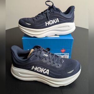 Hoka Men's Bondi 9 - Navy and White Athletic Sneakers